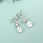 Aukmla Bride Wedding Necklace Earrings Set Silver Rhinestones Necklaces Bridal Crystal Jewelry Accessories for Women and Girls (Set of 3) - Image 8